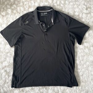 Mens 5.11 Tactical Utility Black Performance Snap Neck Polo Shirt Size XL